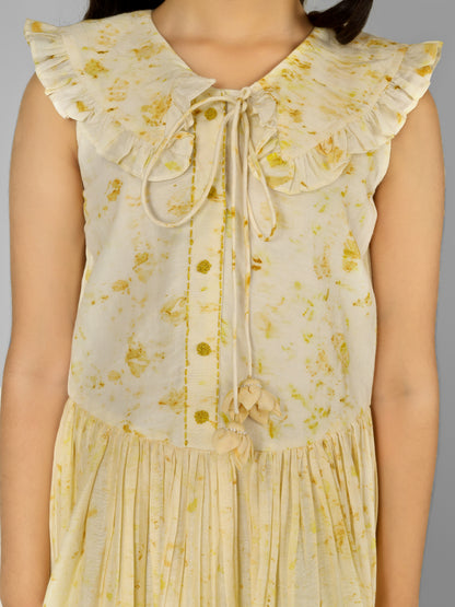 Natural Dyed Yellow Collar Neck Dress