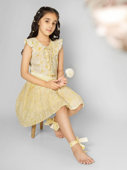 Natural Dyed Yellow Collar Neck Dress