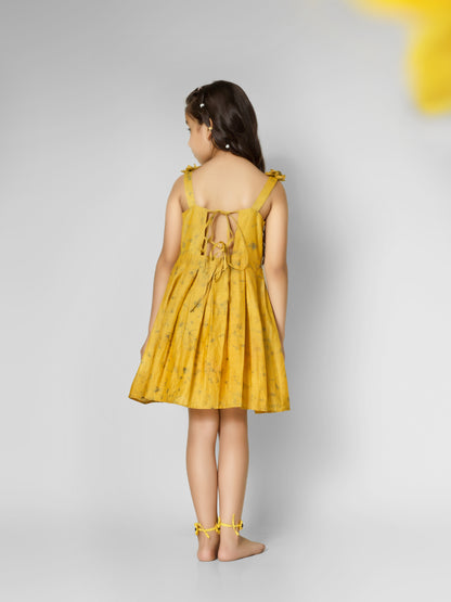 Natural Dyed Mustard Yellow Back Dori Tie Dress