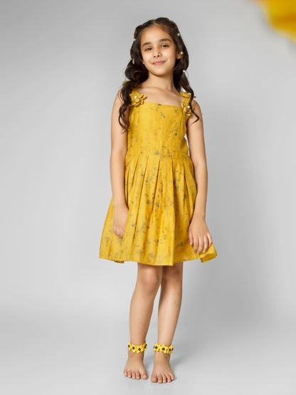 Natural Dyed Mustard Yellow Back Dori Tie Dress