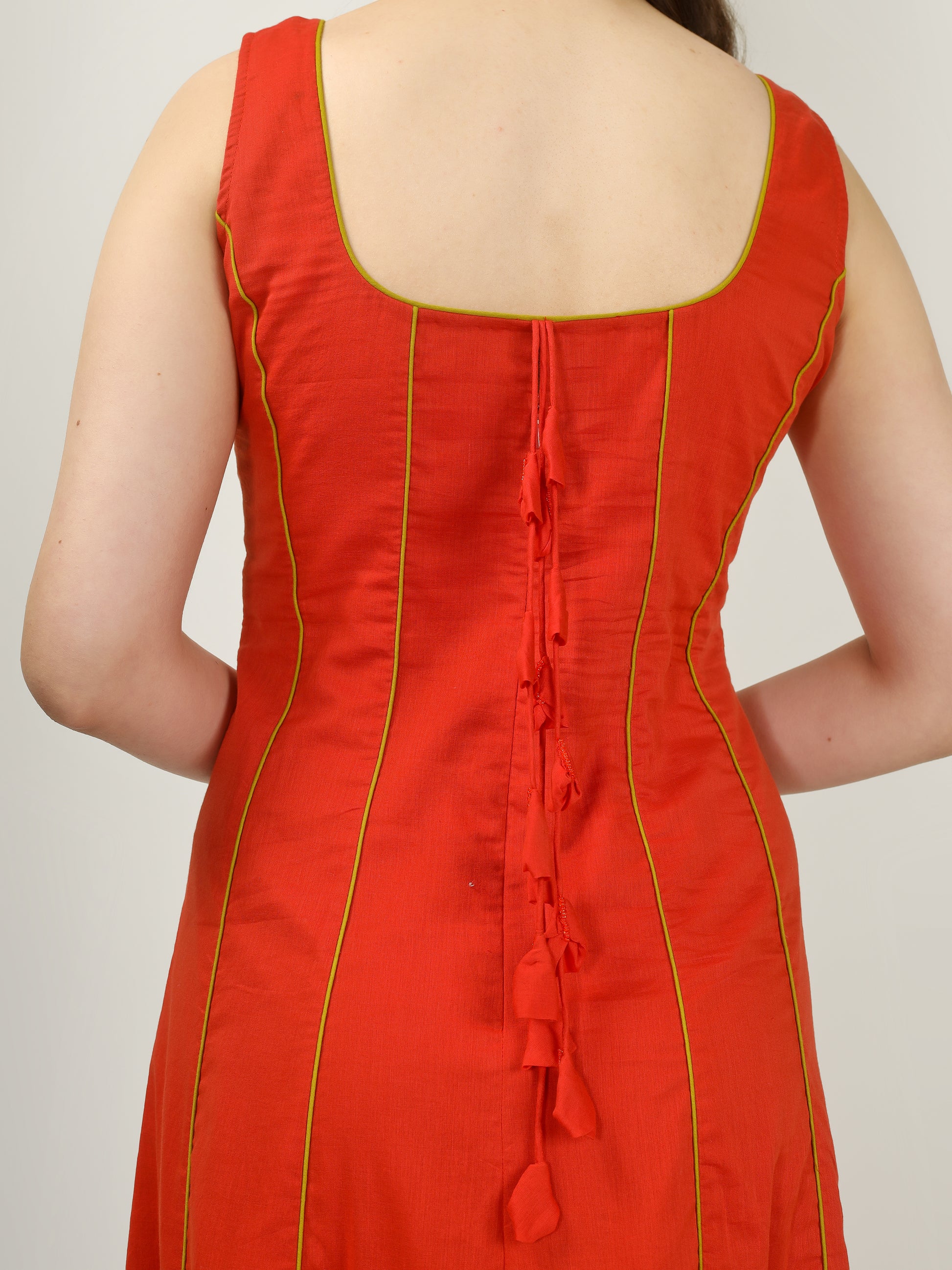 Orange Princess Cut Maxi Dress | JOVI Fashion India