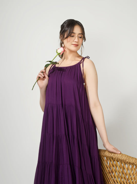 Purple Multi Tier Maxi Dress | Jovi Fashion India
