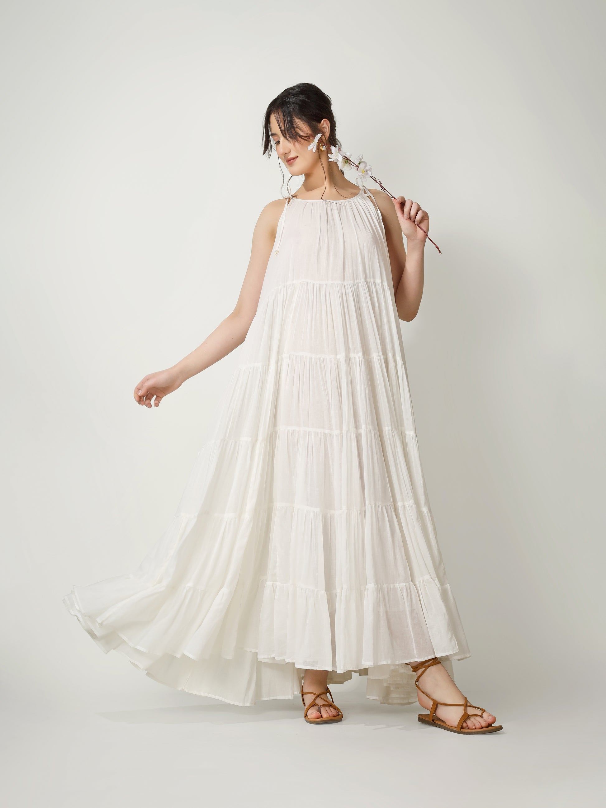 Ivory Multi Tier Maxi Dress | JOVI Fashion India