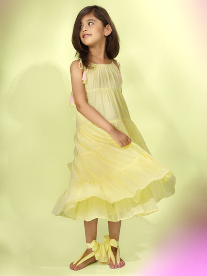Jiyara Yellow Halter Neck Dress