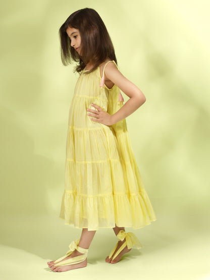 Jiyara Yellow Halter Neck Dress