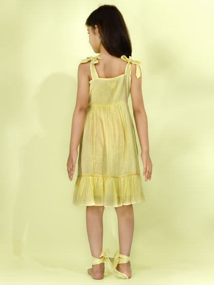 Jiyara Yellow Embroidered Dress