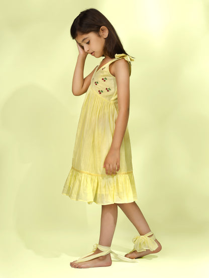Jiyara Yellow Embroidered Dress