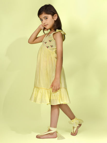 Jiyara Yellow Embroidered Dress