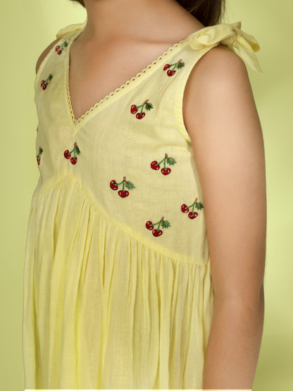 Jiyara Yellow Embroidered Dress
