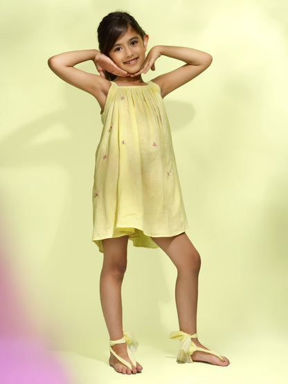 Jiyara Yellow Back-Tie Dress