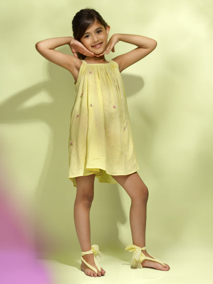 Jiyara Yellow Back-Tie Dress