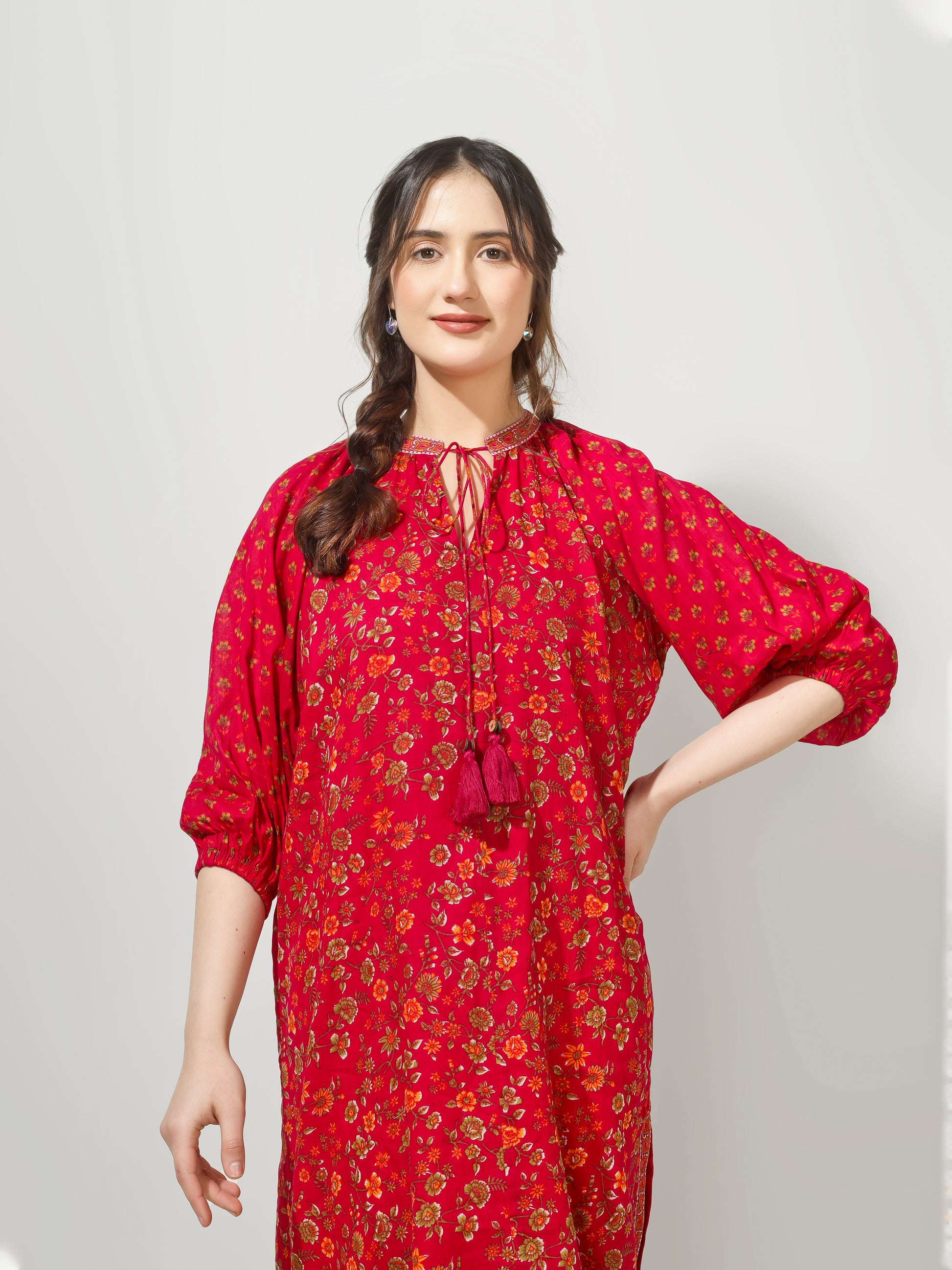 Pink Printed Anti-Fit Dress | JOVI Fashion India