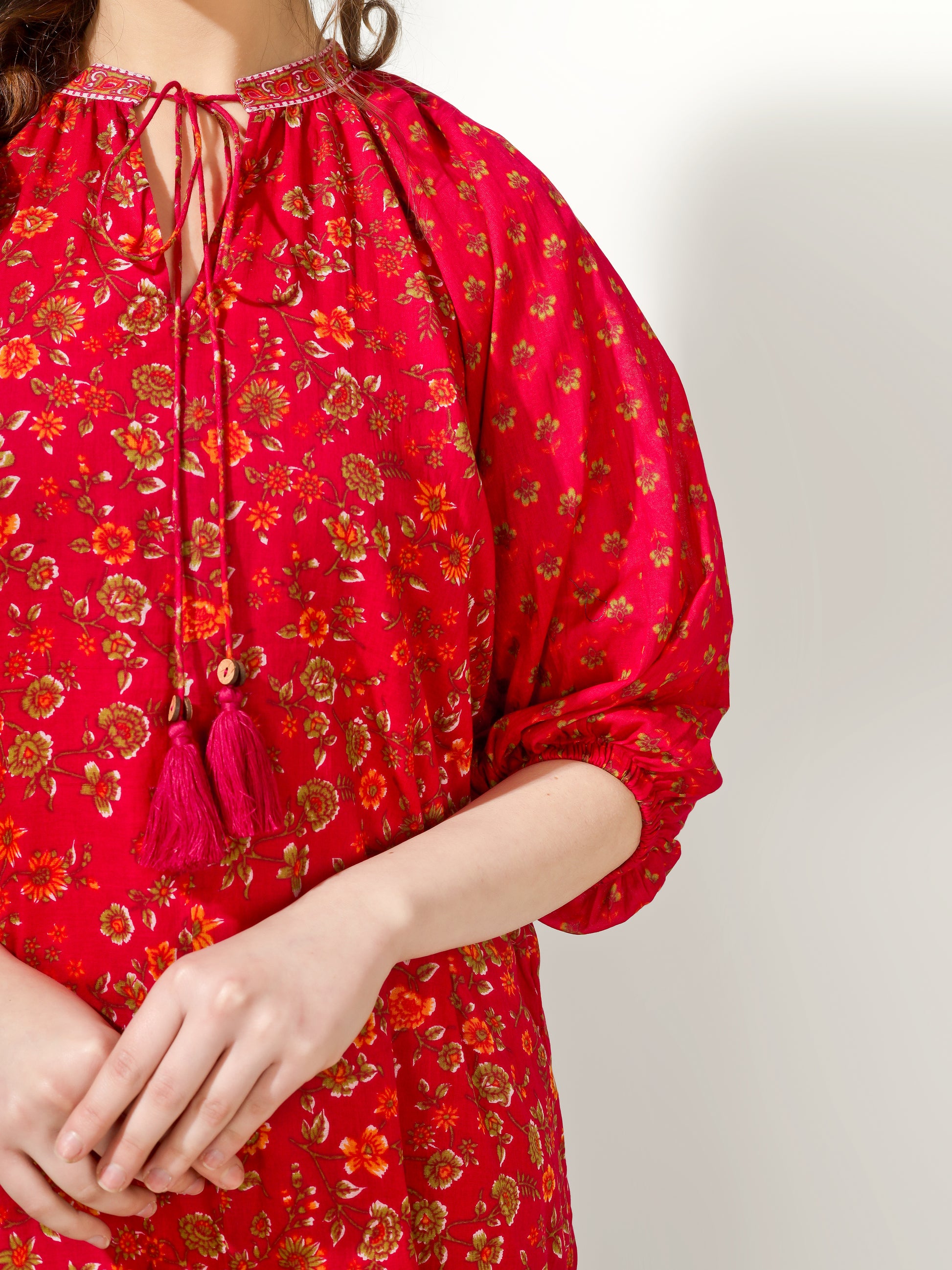 Pink Printed Anti-Fit Dress | JOVI Fashion India