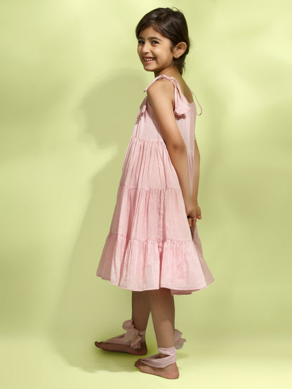 Jiyara Rose Pink Halter Gather Dress