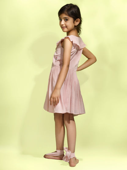 Jiyara - Rose Pink Peter Pan Collar Dress - Ready to Ship