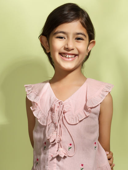 Jiyara - Rose Pink Peter Pan Collar Dress - Ready to Ship