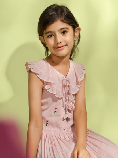 Jiyara - Rose Pink Peter Pan Collar Dress - Ready to Ship