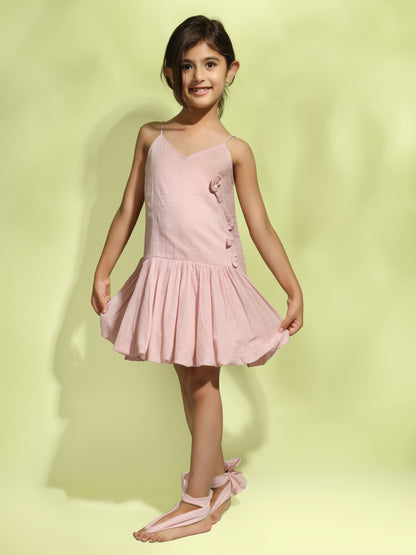 Jiyara Rose Pink Appliqued Dress