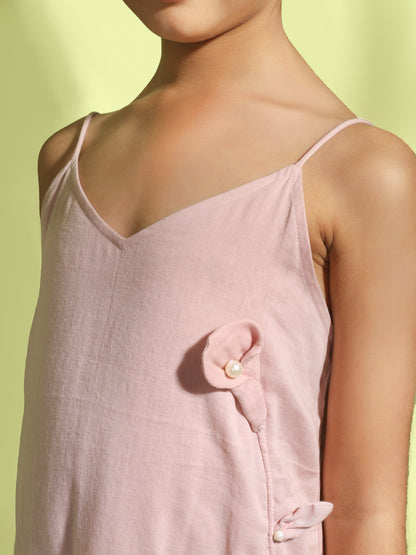 Jiyara Rose Pink Appliqued Dress