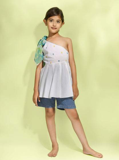 Jiyara White One Shoulder Top
