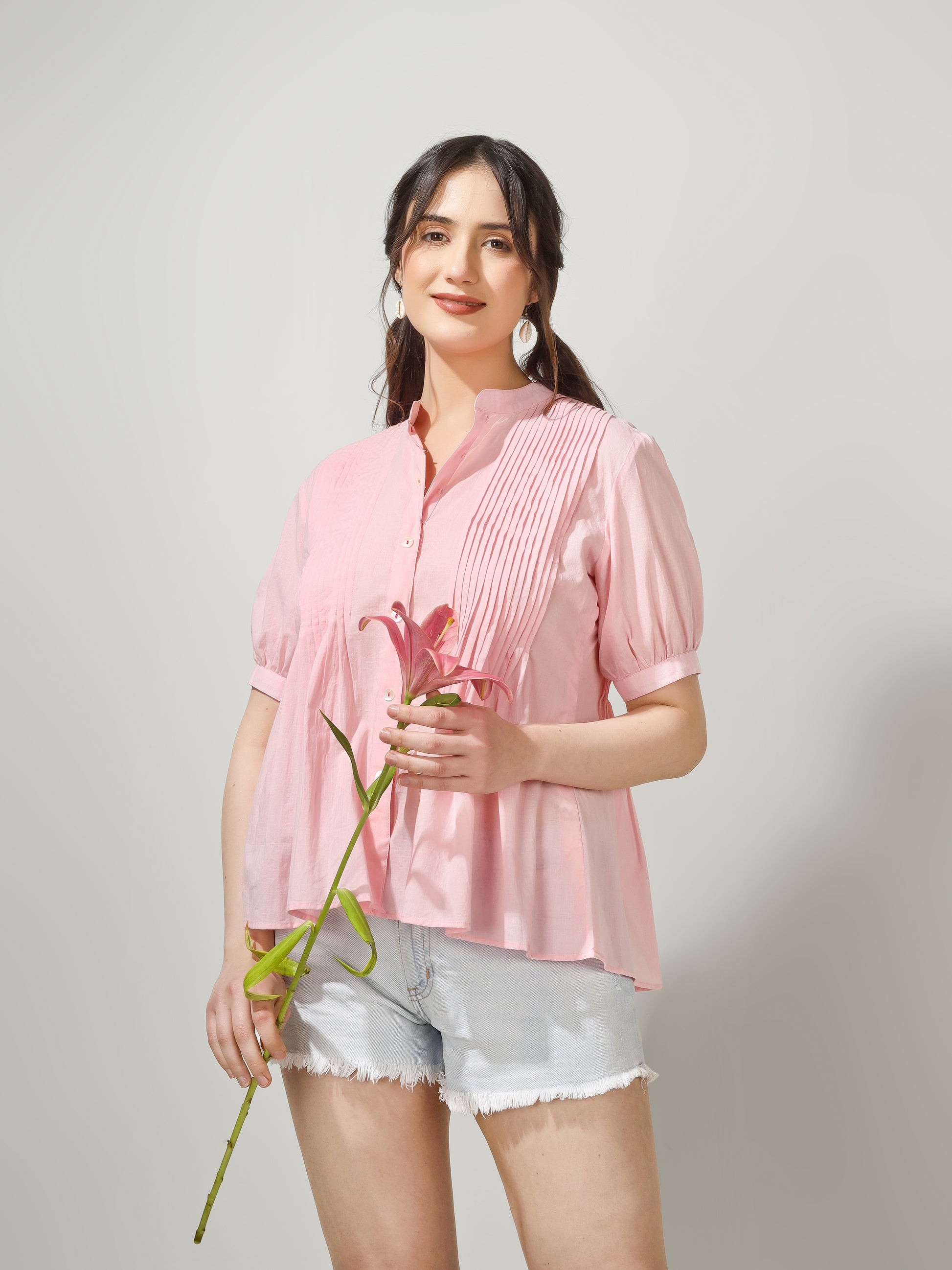 Pink Pintucks Shirt | JOVI Fashion India