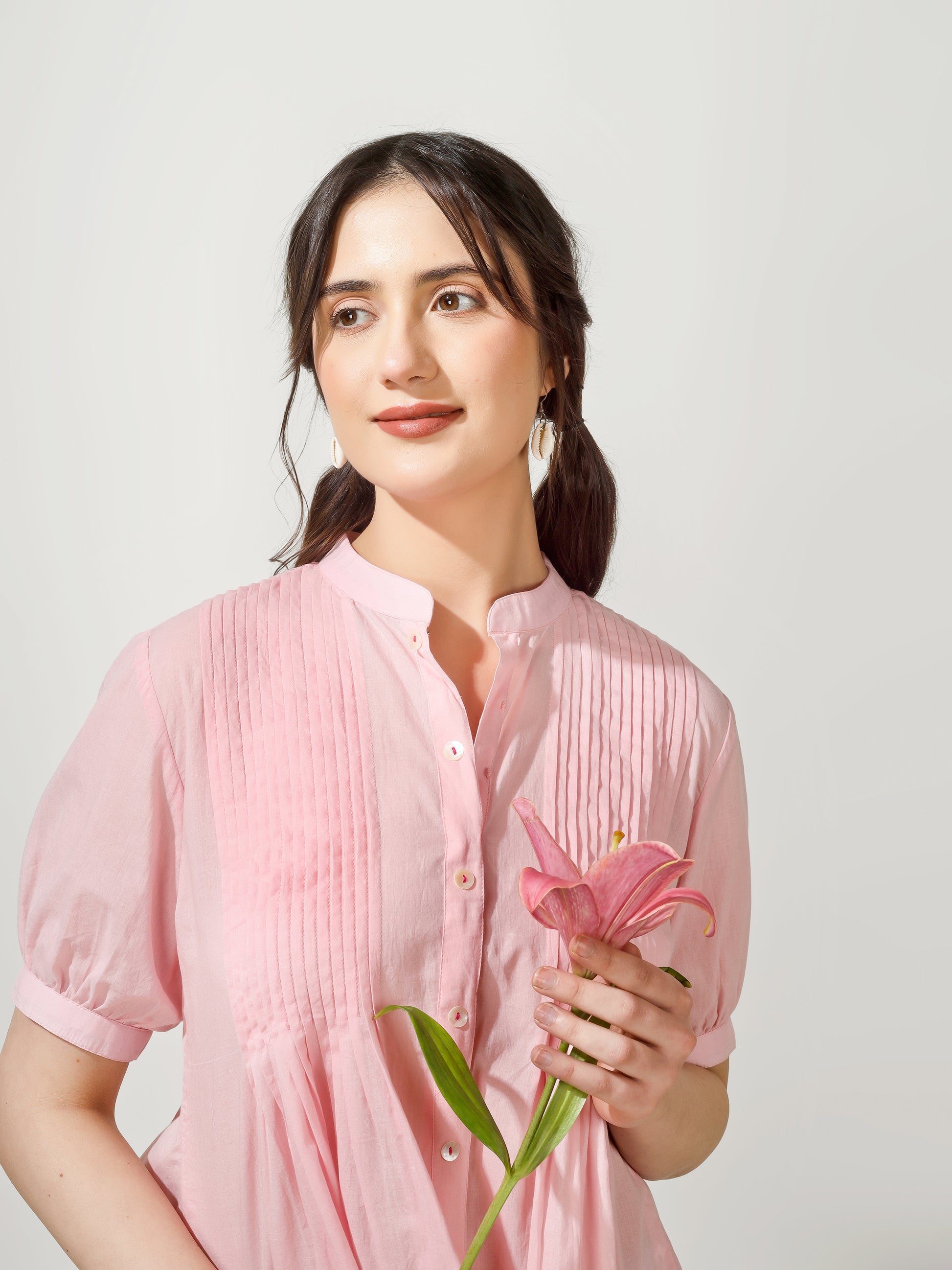 Pink Pintucks Shirt | JOVI Fashion India