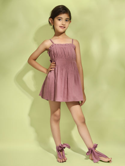 Jiyara Grape Wine Side Bow Dress
