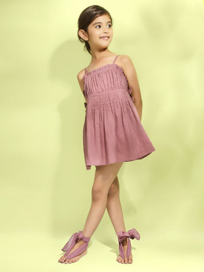 Jiyara Grape Wine Side Bow Dress