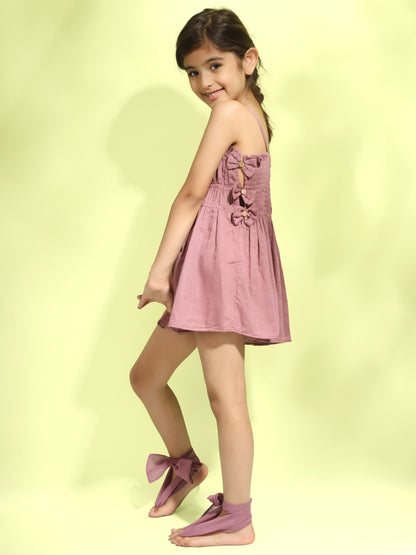 Jiyara Grape Wine Side Bow Dress