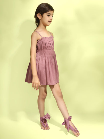 Jiyara Grape Wine Side Bow Dress