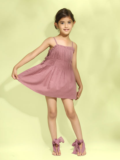 Jiyara Grape Wine Side Bow Dress
