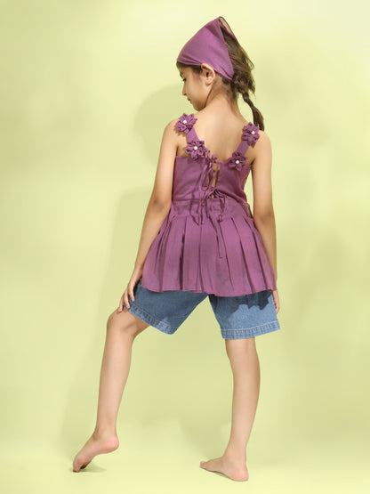 Jiyara - Grape wine Back Strap Flower Top