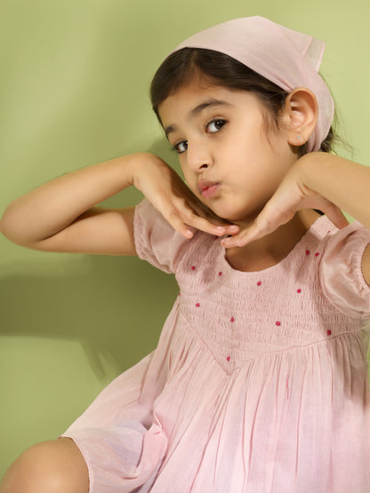 Rose Pink Bobbin Elasticated Hand Embroidered Top