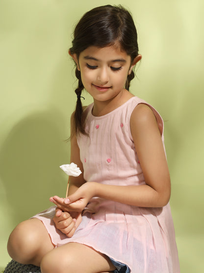 Rose Pink Sleeveless Box Pleated Top