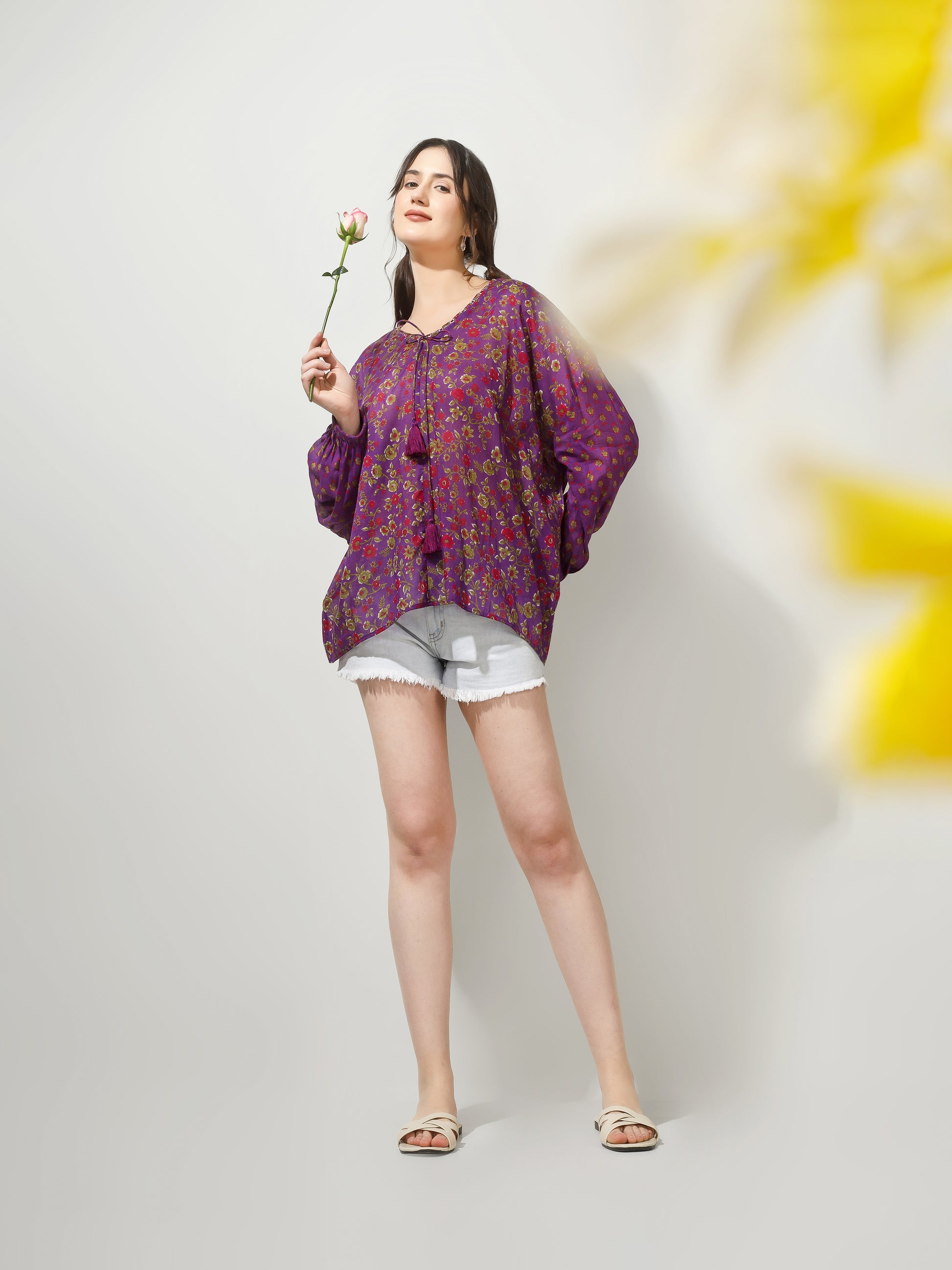 Purple Printed Anti-fit Top | JOVI Fashion India