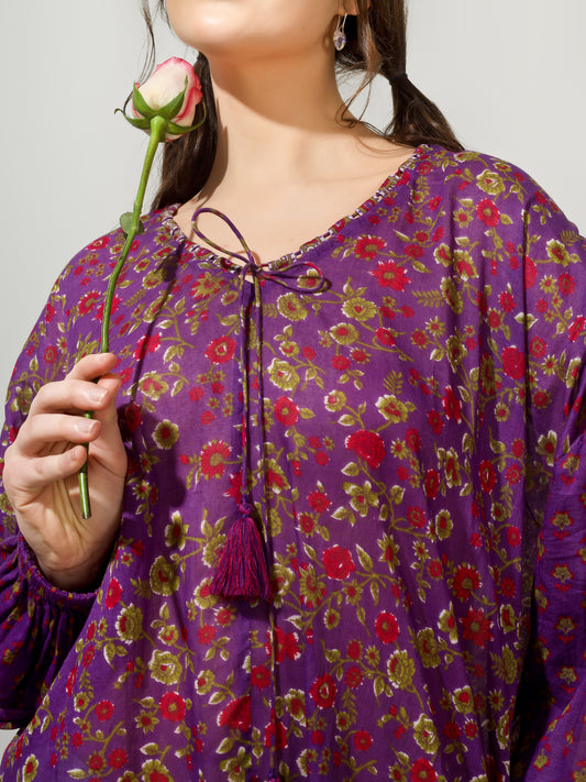 Purple Printed Anti-fit Top | Jovi Fashion India