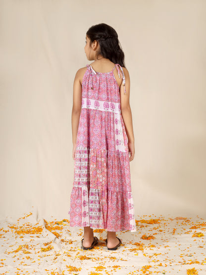 Jiyara Pink Printed Halter Dress