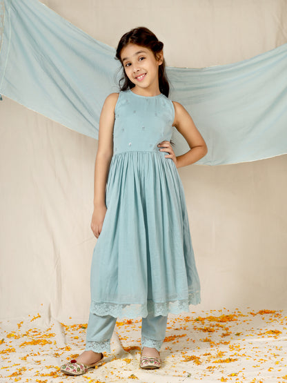 Jiyara Powder Blue Anarkali Suit Set