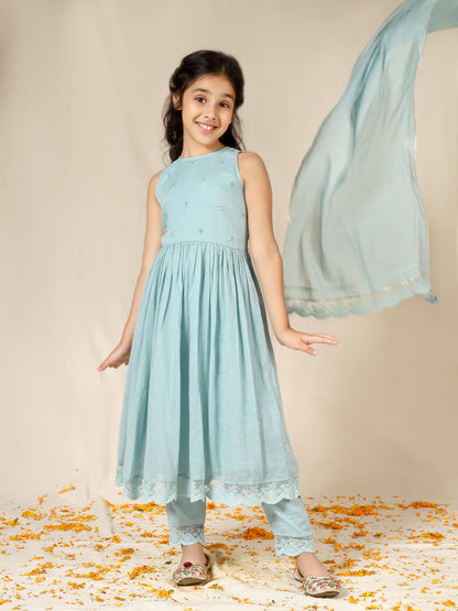 Jiyara Powder Blue Anarkali Suit Set