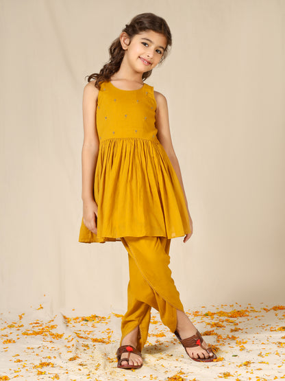 Jiyara Mustard Anarkali Tulip Pant Set