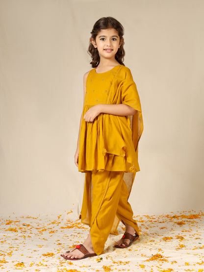 Jiyara Mustard Anarkali Tulip Pant Set