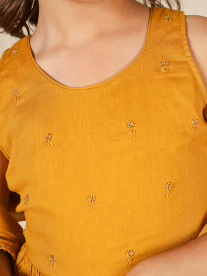 Jiyara Mustard Anarkali Tulip Pant Set