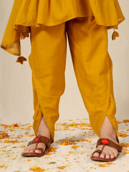 Jiyara Mustard Anarkali Tulip Pant Set
