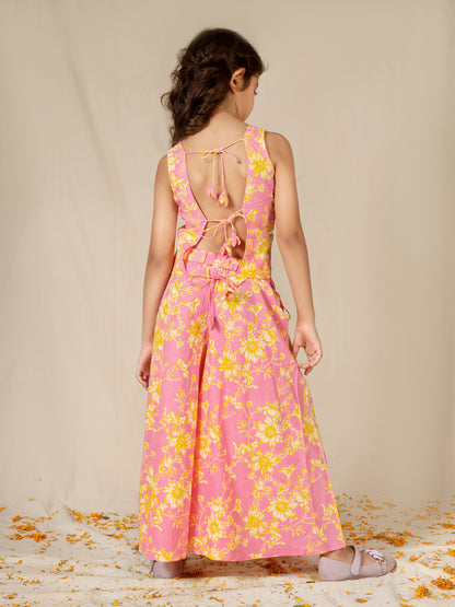 Pink Printed Backless Co-ord Set