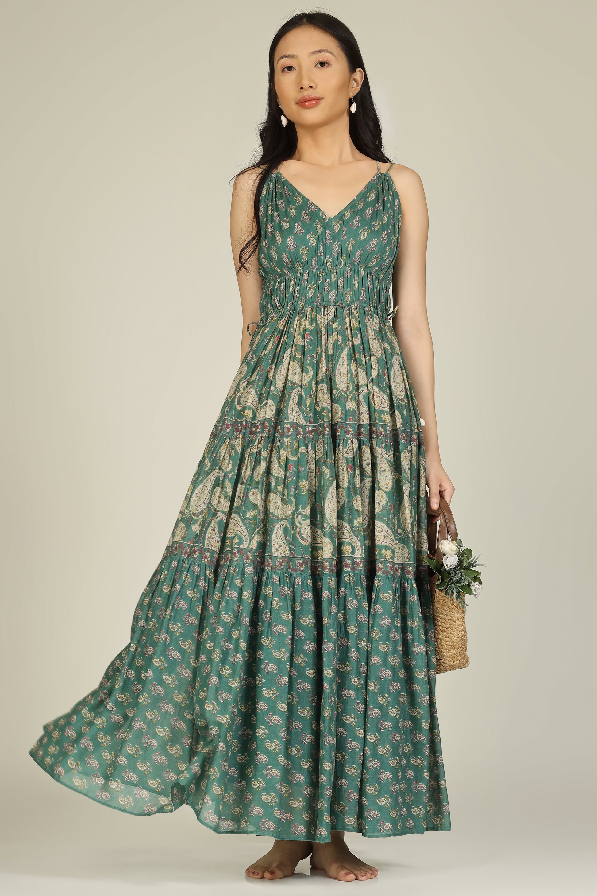 Shop Best Green Strappy Multi Tiered Dress for Women Online Order Now at JOVI India Shop Best Green Strappy Multi Tiered Dress for Women Online Order Now at JOVI India