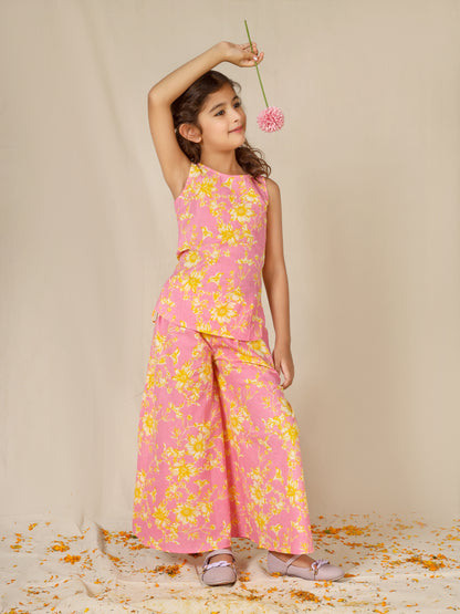 Pink Printed Backless Co-ord Set