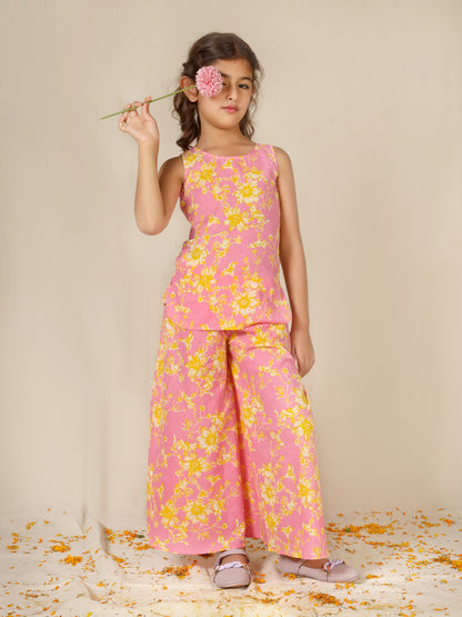 Pink Printed Backless Co-ord Set
