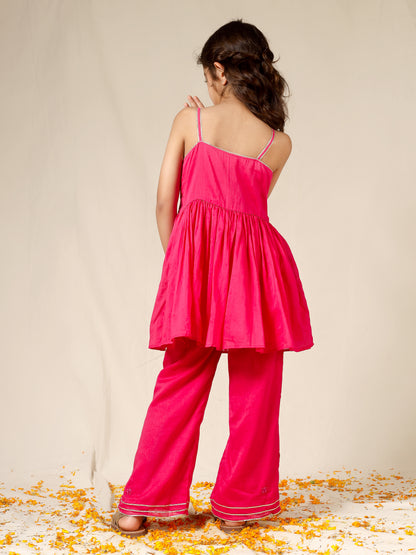 Jiyara Rani Strappy Peplum Top Palazzo Set