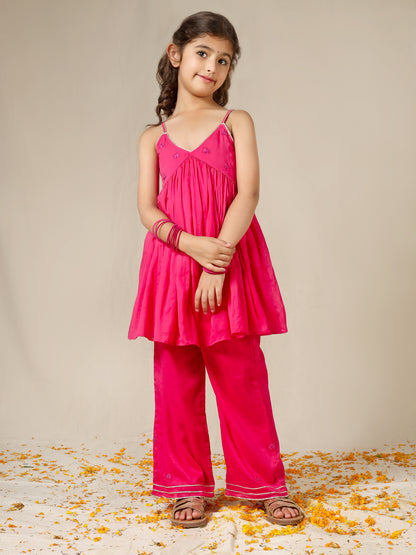 Jiyara Rani Strappy Peplum Top Palazzo Set