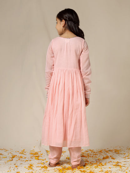 Jiyara Pink Gathered Anarkali Suit Set